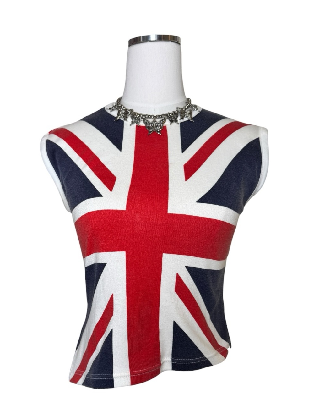 Y2K London City Union Jack Flag Tank Top Red, White & Blue Size Medium